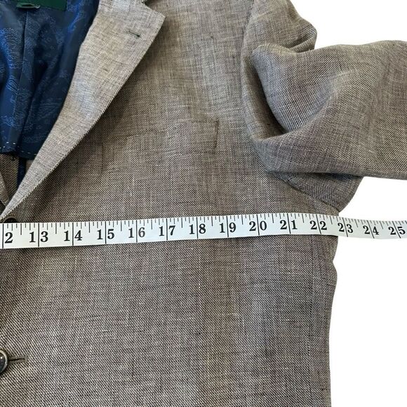 Robert Talbott Brown Linen Three Buttton Summer Blazer Sport Coat, L - Picture 9 of 11